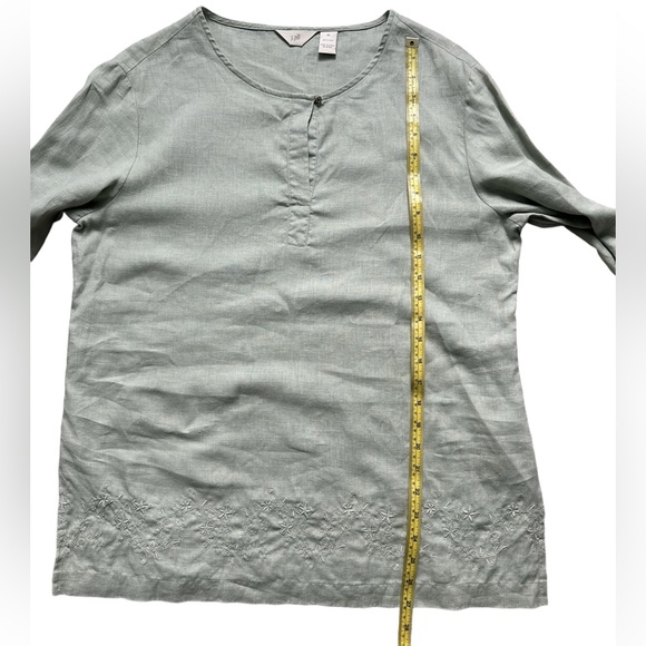 J Jill 100% Linen, Seagram Green Embroidered Tunic, Size Medium - Picture 7 of 7